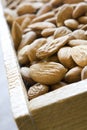 Wooden Box Filled With Almonds Royalty Free Stock Photo