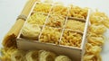 Box with great assortment of pasta Royalty Free Stock Photo