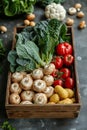 Wooden Box Filled With Various Vegetables Royalty Free Stock Photo