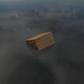 Wooden box floats float buoy immersed dislocated swim in water 3d rendering render illustration