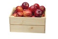 Wooden box full of fresh apples isolated on a white background Royalty Free Stock Photo