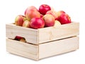 Wooden box full of fresh apples isolated Royalty Free Stock Photo