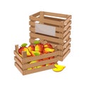 Wooden box full of mango vector