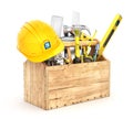 Wooden box full of tools Royalty Free Stock Photo
