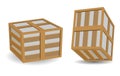 wooden boxes realistic isolated on white - 3d illustration. Royalty Free Stock Photo