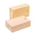 Wooden box isolated on white background. Wood package made from oak material.  Clipping path Royalty Free Stock Photo