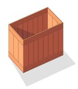 Wooden box isometric vector icon. Pallets fruits and vegetables transportation container Royalty Free Stock Photo