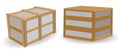 wooden boxes realistic isolated on white - 3d illustration. Royalty Free Stock Photo