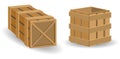 wooden boxes realistic isolated on white - 3d illustration. Royalty Free Stock Photo