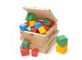 Wooden box with many blocks Royalty Free Stock Photo