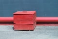 Wooden box painted with red paint with sand for fire fighting Royalty Free Stock Photo