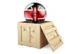 Wooden box, parcel with Kenyan flag. Shipping and delivery in Kenya, concept. 3D rendering
