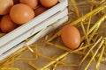 Raw rural brown eggs Royalty Free Stock Photo