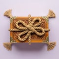 Wooden Box with Rope Decoration Royalty Free Stock Photo
