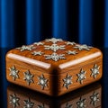Wooden Box with Silver Snowflakes Royalty Free Stock Photo