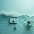 Minimalist Aqua Background With Surreal 3d Landscape