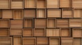 Wooden Boxes Create A Textured Wall Design Empty Shelves Form Abstract Geometric Pattern Royalty Free Stock Photo