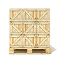 Wooden boxes on euro pallet. 3D render Royalty Free Stock Photo