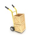 Wooden boxes on a hand truck