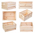 Wooden boxes isolated on white Royalty Free Stock Photo