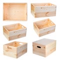 Wooden boxes isolated on white background Royalty Free Stock Photo