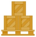 Wooden boxes pyramid. Cargo containers storage icon