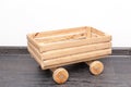 Wooden Boxes with Wheels on White Background.