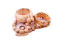 Wooden bracelet, earrings, ring Royalty Free Stock Photo