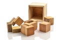 Wooden brain cube. Wooden puzzle made up of parts isolated on a white background. Business success concept. Layout for