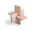 Wooden brain puzzle game isolated on white with clipping path Royalty Free Stock Photo