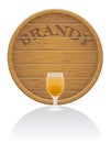 Wooden brandy barrel and glass vector illustration Royalty Free Stock Photo