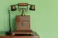 Wooden and brass antique telephone