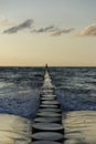 The wooden breakwater on the coast of the Baltic Sea Royalty Free Stock Photo