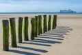 Wooden Breakwaters on BlÃÂ©riot Plage beach, Pas-de-Calais, France