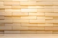 Wooden brick wall made from wood blocks