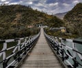 8-feb-2020/ wooden bridge across pandoh dam reservoir in pandoh, mandi himachal pradesh