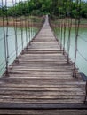 Wooden bridge across the river, Suspension bridge, Bridge in Kaeng Krachan National Park Royalty Free Stock Photo