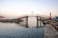 Where the river meets the sea. Mingardo river mouth at sunset. Marina di Camerota, Salerno, Italy.