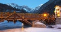 Wooden bridge in the alps