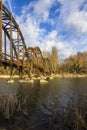 Wooden bridge in Balaton-felvideki nature reserve, Kis-Balaton, Transdanubia, Hungary