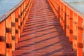 Wooden bridge with beautiful light and shadow in the sea in Bangkok Thailand Royalty Free Stock Photo