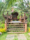 Wooden bridge and bench Royalty Free Stock Photo