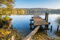 Wooden bridge on the BurgÃÂ¤schisee lake BurgÃÂ¤schi, Switzerland Royalty Free Stock Photo