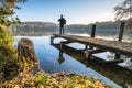 Wooden bridge on the BurgÃÂ¤schisee lake BurgÃÂ¤schi, Switzerland Royalty Free Stock Photo