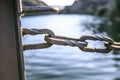 Wooden Bridge chains in a river of Pirineos