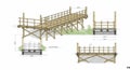 Wooden bridge design with structural details. The bridge features a deck supported Royalty Free Stock Photo