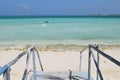 Wooden bridge in a Exotic beach in Cuba