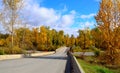 Wooden bridge and fall colours