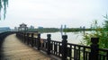 Wooden Bridge Flowing in Waterscape Royalty Free Stock Photo