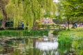 Wooden bridge in the gardens Royalty Free Stock Photo